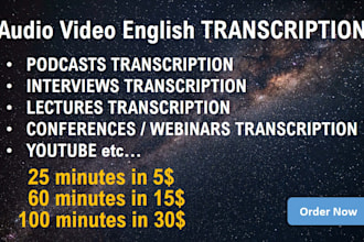 transcribe audio and do english transcription accurately