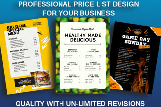 design your price list or sell sheet
