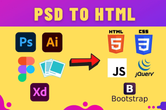convert xd to HTML, PSD to HTML, figma to HTML, sketch to HTML