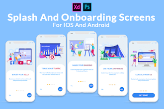 design onboarding screens and splash screen for mobile app