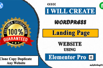 create any design wordpress landing page website using elementor pro