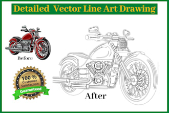 draw a detailed vector line art of any diagram, product or illustrations