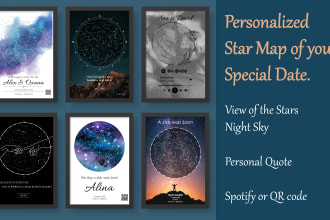 design personalized night sky star map of your special date