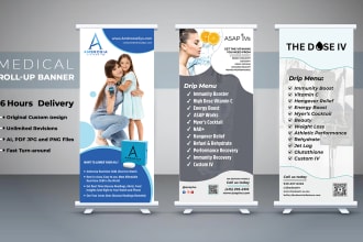 medical roll up banner design and billboard banner within 6 hours