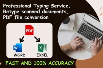 do professional typing service, retype scanned documents, PDF file conversion