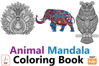 design complex adult animal mandala coloring book pages for amazon KDP