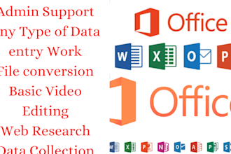 provide you admin support data entry in excel spreadsheet