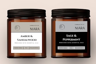 design candle label, candle package and logo design