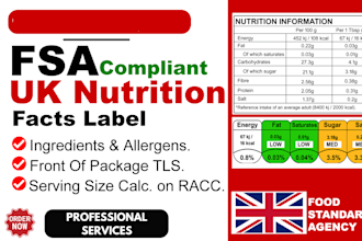 provide UK nutrition facts label with traffic light