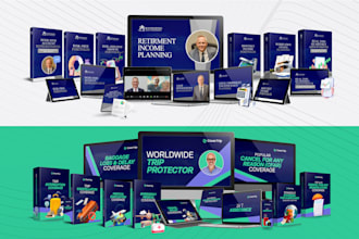 design engaging 3d product mockup and online course bundle
