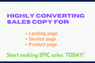 create a killer sales copy for landing page, sales page, and service page