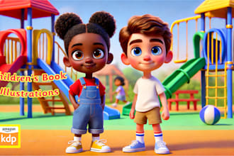 design children picture book illustrations, kids book covers and characters