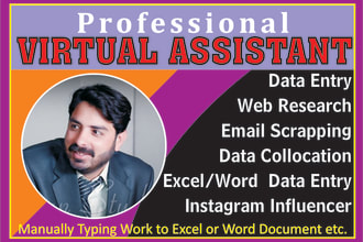 be a virtual assistant for data entry and web search, word, excel expert