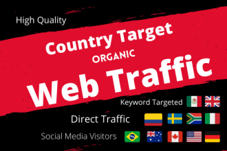 send country target real organic web traffic