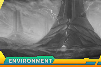 draw a black and white sketch concept art of the environment