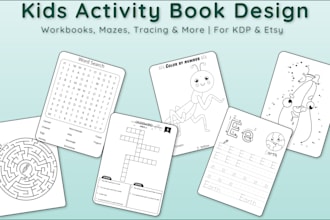 illustrate kids activity book workbook for KDP and etsy