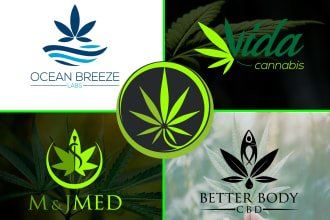 modern cbd cannabis hemp weed marijuana  oil logo