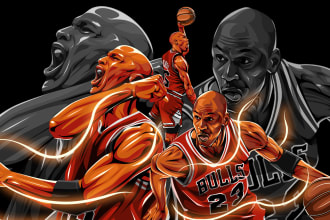 create unique vector pop art for sports player