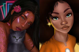 make highly detailed african american illustration or character design