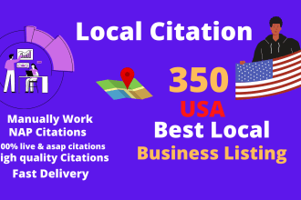 build 350 USA local citations and local SEO business listing