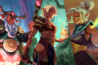 draw your dnd rpg character or party illustration art