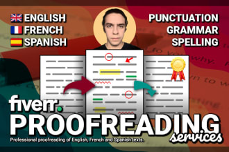 proofread english, french and spanish texts