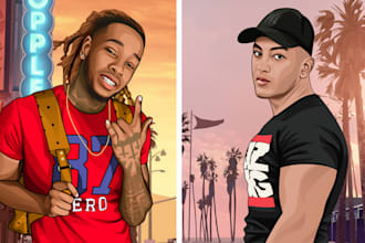 draw amazing gta style cartoon portrait from your photo