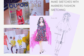 make sketches with markers fashion sketching