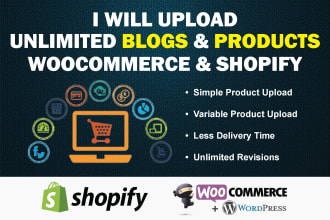 upload unlimited blogs, woocommerce and shopify products