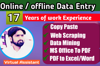 be your VA with data entry copying and converting data quickly