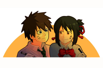 draw oc, fanart or anime couple illustration