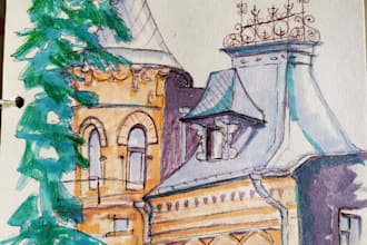 draw illustration, landscape inks