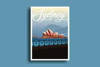 make the best amazing vintage travel poster design