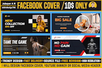 design facebook cover, youtube banner or social media header