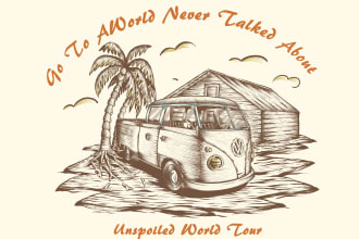 create a vintage t shirt design logo with hand drawing