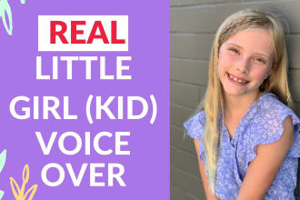 record a real cute little girl voiceover kid girl voice american child