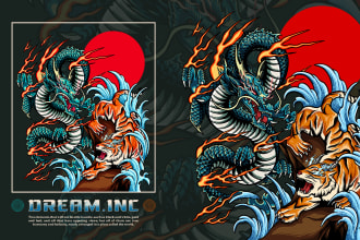 draw japanese art streetwear t shirt design illustration