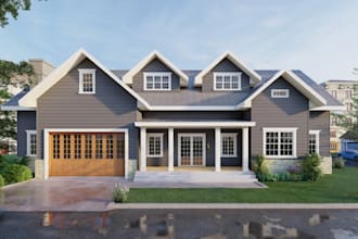 make 3d design and render exteriors house, building