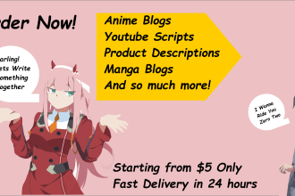 write manhwa, anime recap scripts and articles