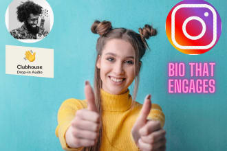 write an eye catching clubhouse and instagram bio for you
