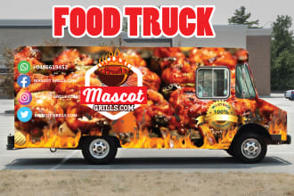 design very creative and impressive business food truck,food trailer wrap design