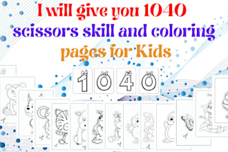 give you 1040 scissors skill and coloring pages for kids for KDP etsy