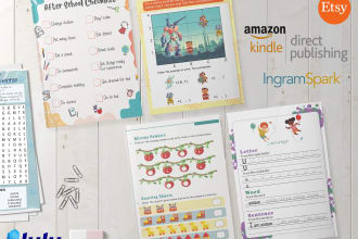 design preschool, kindergarten kids tracing, and activity worksheets, workbooks