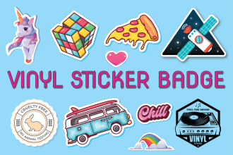 design sticker, badge, vinyl cut, vinyl decals