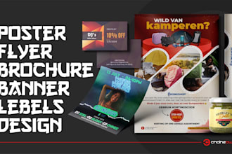 create posters, flyers, brochures, banners, social media graphics ads and more