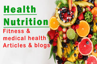 write unique article on health, nutrition and fitnes