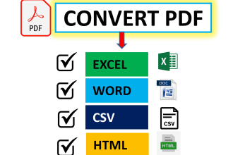 convert PDF files into excel, csv, word format