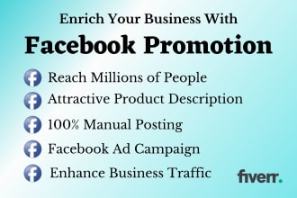 do facebook promotion, create and manage fb business page
