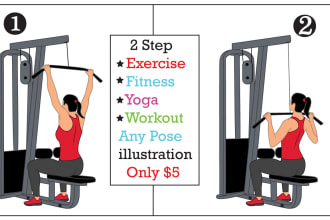draw any exercise,fitness,yoga,workout pose illustration