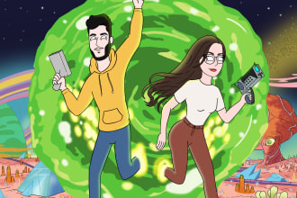 draw cartoon portrait in rick and morty style